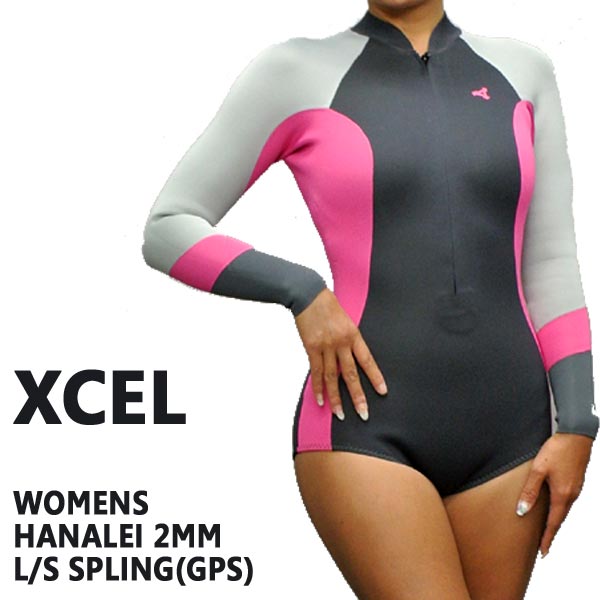 在庫処分セール レディース用 XCEL/エクセル HANALEI BIKINI CUT L/S SPRING 2MM GPS【送料無料】フロントジップ 女性用_02P01Oct16