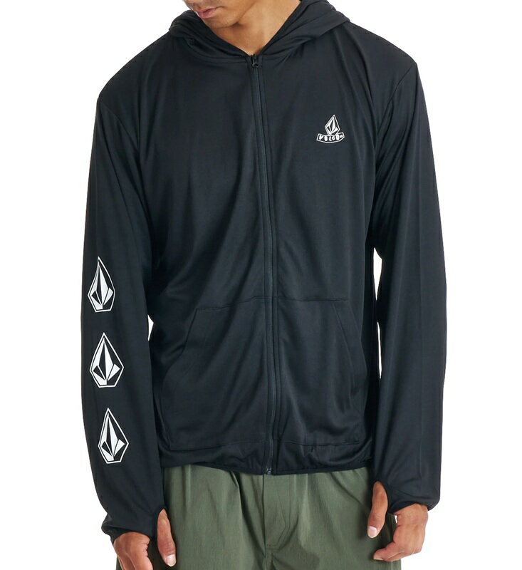 Rash Guards - VOLCOM メンズ PISTOL STONE RASH ZIP PARKA 長袖ラッシュガード BLACK