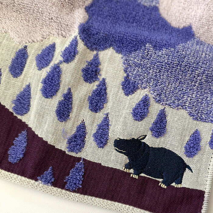 morita miw ガーゼパイルハンカチ「カバと静かな雨」