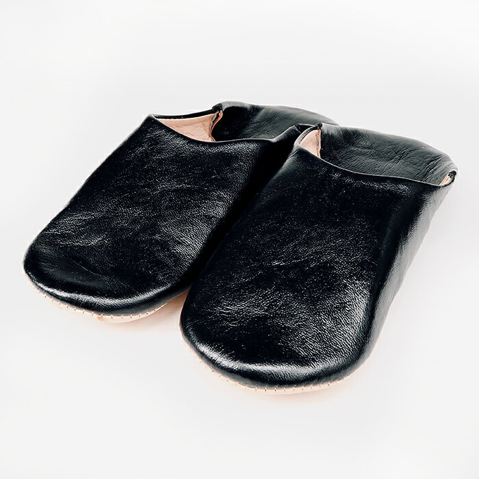 surou web shopのモロッコのバブーシュ　　シンプル／ブラック　メンズサイズ　43サイズ／　〜26.5cm｜アングル2