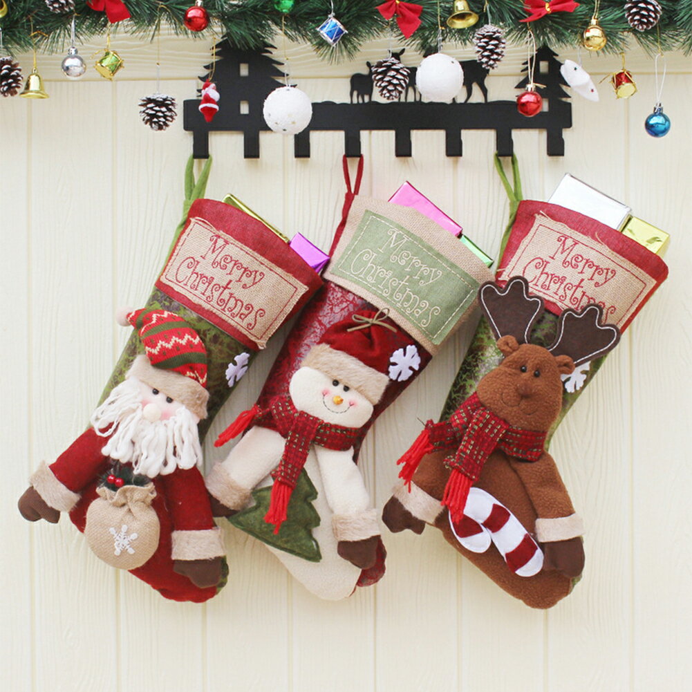 クリスマス ソックス 靴下 クリスマスプレゼント 袋 クリスマス飾り サンタクロース ギフト袋 クリスマス ソックス 可愛い クリスマスツリー 飾り 壁掛け 玄関飾り 装飾 小道具 ギフト お菓子…