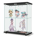 コレクションケース 両扉タイプ 大型 ワイドタイプ ガラスディスプレイキャビネット フィギュアケース 2段 強化ガラス 全面ガラス サイズ:幅80.5×奥行36.5×高さ86cm ブラック