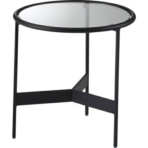東谷ラウンドガラステーブルS (ブラック) (W38×D38×H38.5)【送料無料（北海道・沖縄送料別）】