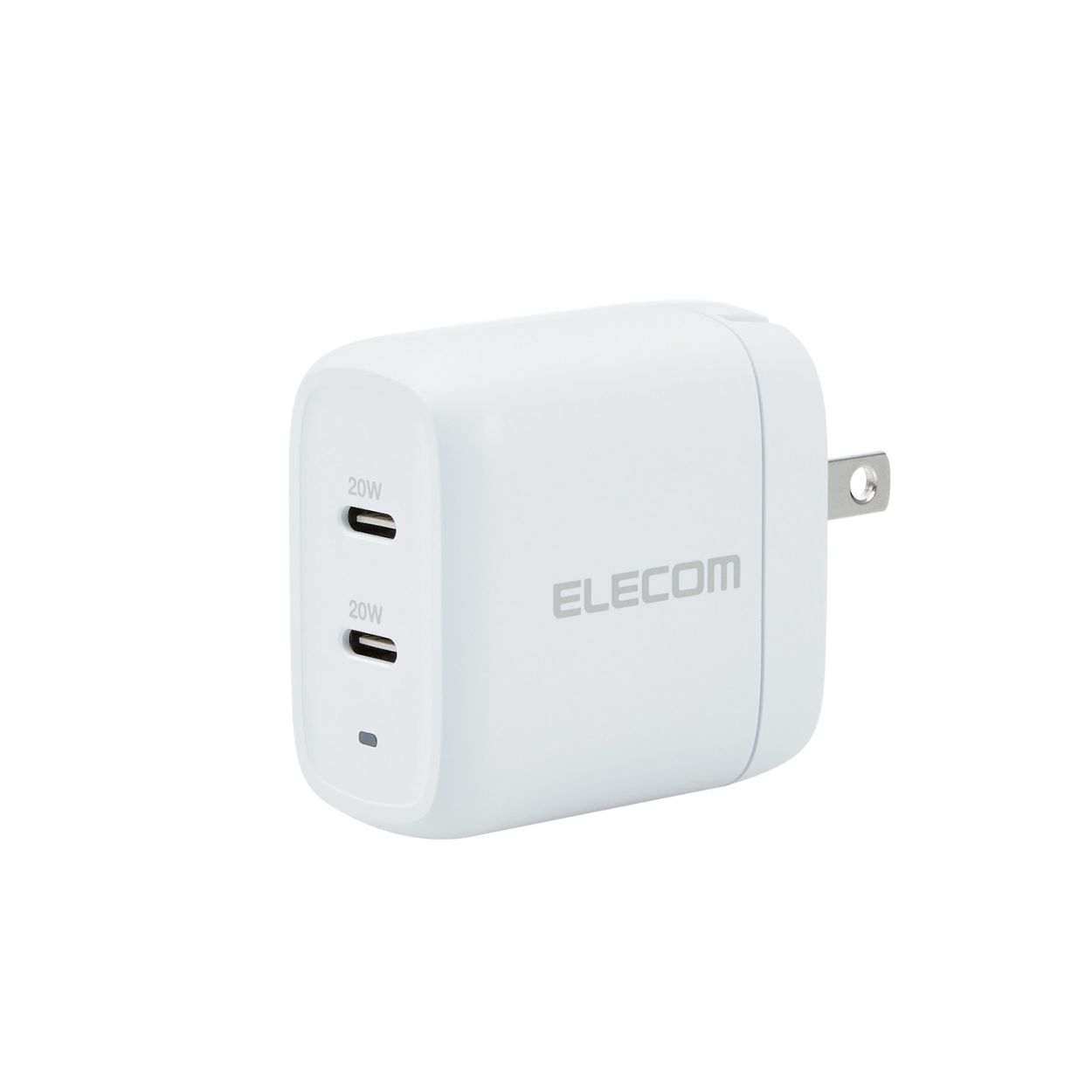 AC充電器/USB充電器/USB Power Delivery対応/合計40W/USB-C 2ポート/スイングプラグ/ホワイトエレコム株式会社