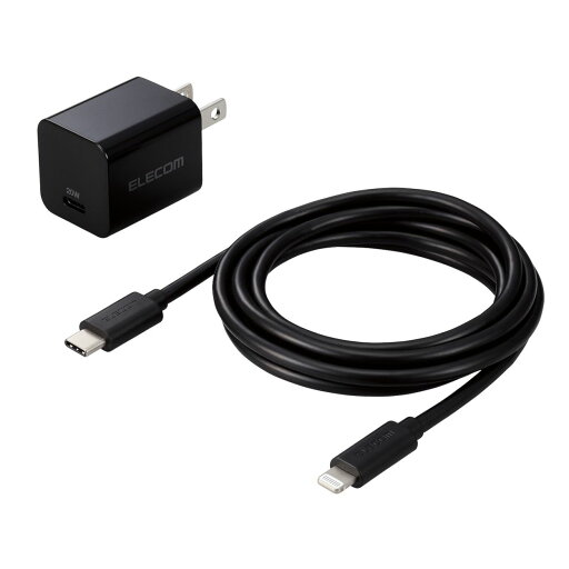 LightningAC充電器/USB Power Delivery対応/20W/USB-C1ポート/USB-C-Lightningケーブル付属/スイングプラグ/1.5m/ブラックエレコム株式会社 LightningAC充電器/USB Power Delivery対応/20W/USB-C1ポート/USB-C-Lightningケーブル付属/スイングプラグ/1.5m/ブラックエレコム株式会社