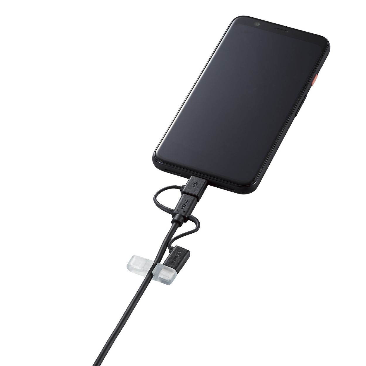 スマートフォン用USBケーブル/3in1/microUSB+Type-C+Lightning/1.2m/ブラックエレコム株式会社