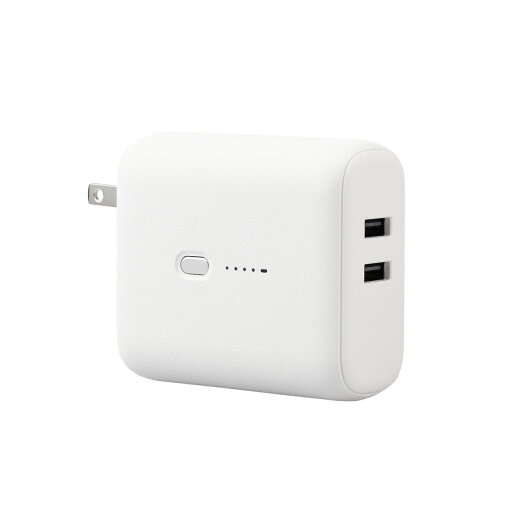 モバイルバッテリー/リチウムイオン電池/AC一体型/オマカセ充電対応/5000mAh/USB-A出力2ポート/PSE適合/ホワイトフェイスエレコム株式会社 モバイルバッテリー/リチウムイオン電池/AC一体型/オマカセ充電対応/5000mAh/USB-A出力2ポート/PSE適合/ホワイトフェイスエレコム株式会社