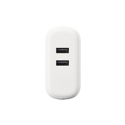 モバイルバッテリー/リチウムイオン電池/AC一体型/オマカセ充電対応/5000mAh/USB-A出力2ポート/PSE適合/ホワイトフェイスエレコム株式会社