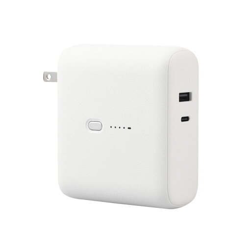 モバイルバッテリー/リチウムイオン電池/AC一体型/オマカセ充電対応/USB Power Delivery対応/20W/10000mAh/USB-C出力1ポート/USB-A出力1ポート/PSE適合/ホワイトフェイスエレコム株式会社 モバイルバッテリー/リチウムイオン電池/AC一体型/オマカセ充電対応/USB Power Delivery対応/20W/10000mAh/USB-C出力1ポート/USB-A出力1ポート/PSE適合/ホワイトフェイスエレコム株式会社