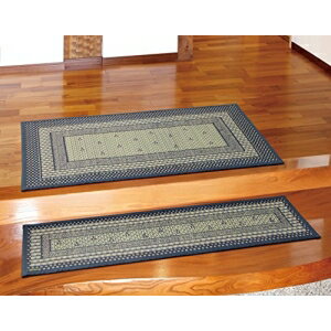 Rakuten - 【新生活】国産い草玄関マット（裏貼り） エルモード (30cm × 120cm) (ブルー)【取寄商品】【北海道・沖縄送料別】