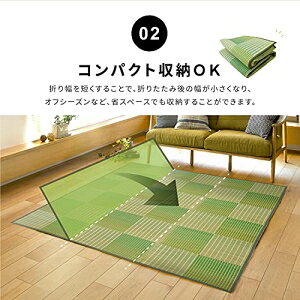 【新生活】収納簡単 い草ふっくらラグ クレパス (240cm × 240cm) (ベージュ)【取寄商品】【北海道・沖縄送料別】 [3]