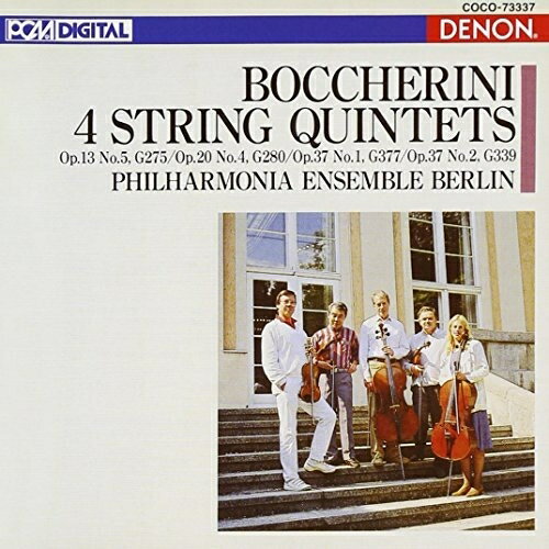 ボッケリーニ:弦楽五重奏曲集(G.275/280/377/339) (廉価盤)フィルハーモニア・アンサンブル・ベルリンフィルハーモニアアンサンブルベルリン ふぃるはーもにああんさんぶるべるりん　発売日 : 2012年12月19日　種別 : CD　JAN : 4988001739852　商品番号 : COCO-73337【商品紹介】発売10周年(2012年時)を迎えたクレスト1000シリーズ。フィルハーモニア・アンサンブル・ベルリン他によるボッケリーニの弦楽五重奏曲集。1987年6月16日〜19日にベルリン、ジーメンス・ヴィラで録音。【収録内容】CD:11.弦楽五重奏曲 ホ長調 作品13(11)の5,G.275 I-(Amoroso)Andantino mosso2.弦楽五重奏曲 ホ長調 作品13(11)の5,G.275 II-Allegro con spirito3.弦楽五重奏曲 ホ長調 作品13(11)の5,G.275 III-Minuetto(con un poco di molto)4.弦楽五重奏曲 ホ長調 作品13(11)の5,G.275 IV-Rondo(;Andante)Allegretto5.弦楽五重奏曲 ニ短調 作品20(13)の4,G.280 I-(Allegro)Moderato6.弦楽五重奏曲 ニ短調 作品20(13)の4,G.280 II-(Andante sostenuto)7.弦楽五重奏曲 ニ短調 作品20(13)の4,G.280 III-Fuga(;Allegro giusto)8.弦楽五重奏曲 ハ短調 作品37の1(51の2),G.377 I-Molto lento(Grave assai)-(Allegro assai)9.弦楽五重奏曲 ハ短調 作品37の1(51の2),G.377 II-(Andantino con innocenza)10.弦楽五重奏曲 ハ短調 作品37の1(51の2),G.377 III-Minuetto11.弦楽五重奏曲 ハ短調 作品37の1(51の2),G.377 IV-(Grave assai come prima)-(Allegro assai)12.弦楽五重奏曲 ニ長調 作品37の2(39の3),G.339 I-Allegro vivo13.弦楽五重奏曲 ニ長調 作品37の2(39の3),G.339 II-Pastrale(;Amoroso,ma non lento)14.弦楽五重奏曲 ニ長調 作品37の2(39の3),G.339 III-Finale(;Presto)