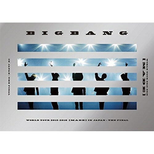 BIGBANG WORLD TOUR 2015〜2016(MADE) IN JAPAN : THE FINAL(Blu-ray) (2Blu-ray(スマプラ対応)) (通常版)BIGBANGビッグバン びっぐばん　発売日 : 2016年7月20日　種別 : BD　JAN : 4988064584123　商品番号 : AVXY-58412【収録内容】BD:11.-MOVIE(INTRO)-2.BANG BANG BANG3.TONIGHT4.STUPID LIAR5.-MC 1-6.HaruHaru -Japanese Version-7.-MOVIE(PARTY+VANITY)-8.LOSER9.BLUE10.-MC 2-11.BAD BOY12.-MOVIE(HUSTLER)-13.IF YOU14.-MOVIE(MR.CLEAN)-15.STRONG BABY16.-MOVIE(TOOTHPICK)-17.WINGS18.DOOM DADA19.-MOVIE(PYRO)-20.EYES, NOSE, LIPS -KR Ver.-21.ZUTTER -KR Ver.-22.GOOD BOY23.ピタカゲ(CROOKED)24.-D-LITE DRUM SOLO-25.SOBER -KR Ver.-26.-BAND JAM-27.BAE BAE -KR Ver.-28.-MC 3-29.FANTASTIC BABY30.-MOVIE(OUTRO)-31.WE LIKE 2 PARTY -KR Ver.-(ENCORE)32.-PERFORMER INTRODUCTION-(ENCORE)33.声をきかせて(ENCORE)34.MY HEAVEN(ENCORE)35.BANG BANG BANG(DOUBLE ENCORE)36.BAE BAE -KR Ver.-(DOUBLE ENCORE)BD:21.DOCUMENTARY OF BIGBANG WORLD TOUR 2015〜2016(MADE) IN JAPAN