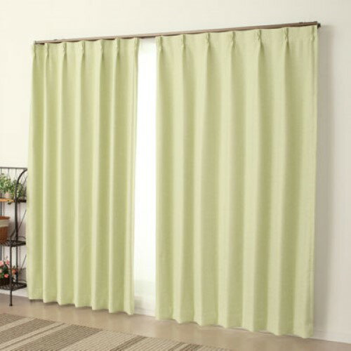 厚地カーテン 防炎・1級遮光　ピュリー　約100X200cm2枚組 日本製 洗濯OK ライトグリーン
