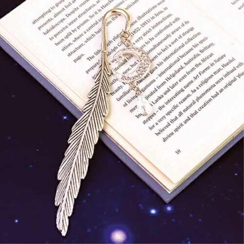 【送料無料】 三日月&しずくビーズが揺れるしおり (シルバーカラー)SUNHOSEKI