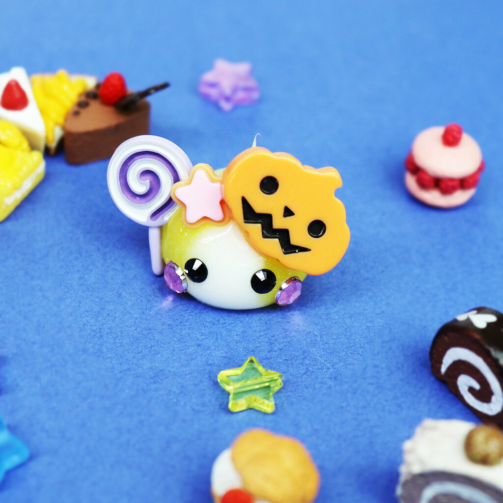 パンプキンつきマーブルほっぺちゃんストラップ／ハロウィン／sunhoseki