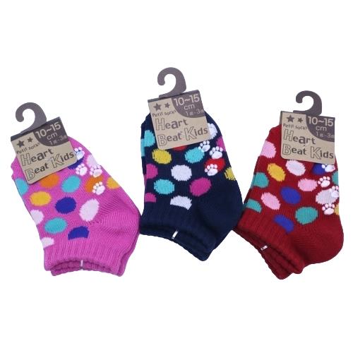 【送料無料】 キッズソックス (カラフルドット)( ピンク・メイビー・レッド)(10-15cm) (3足セット)みっとめるへん社