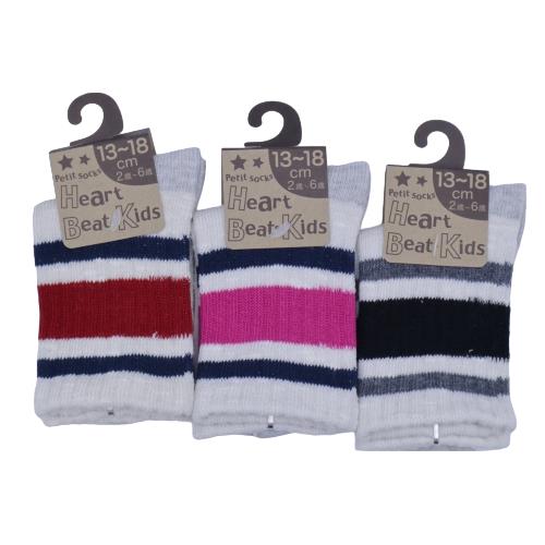 【送料無料】 キッズ スラブライン (レッドライン・ピンクライン・ブラックライン) (13-18cm) (3足セット)みっとめるへん社