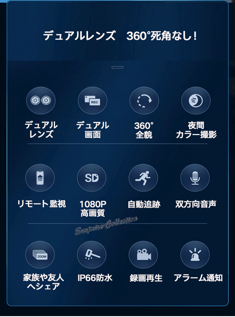 デュアルレンズ デュアル画面 防犯カメラ 屋外 ワイヤレス WiFi 常時録画 動体検知...