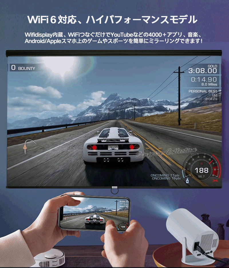 プロジェクター 小型 4K対応 Android TV OS12.0 高輝度 自動台形補正 10000lm プロジェクター 家庭用 5G 2.4G WiFi6 Bluetooth5.2 短距離投影 HDMI USB Audio