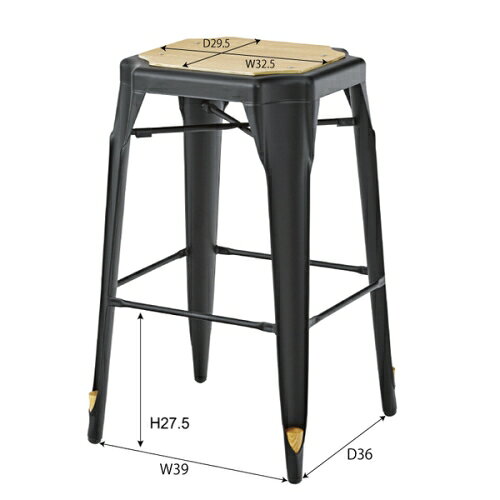 サプライズWEBの東谷ハイスツール (ブラック) (W44×D42×H72)【送料無料（北海道・沖縄送料別）】｜アングル3