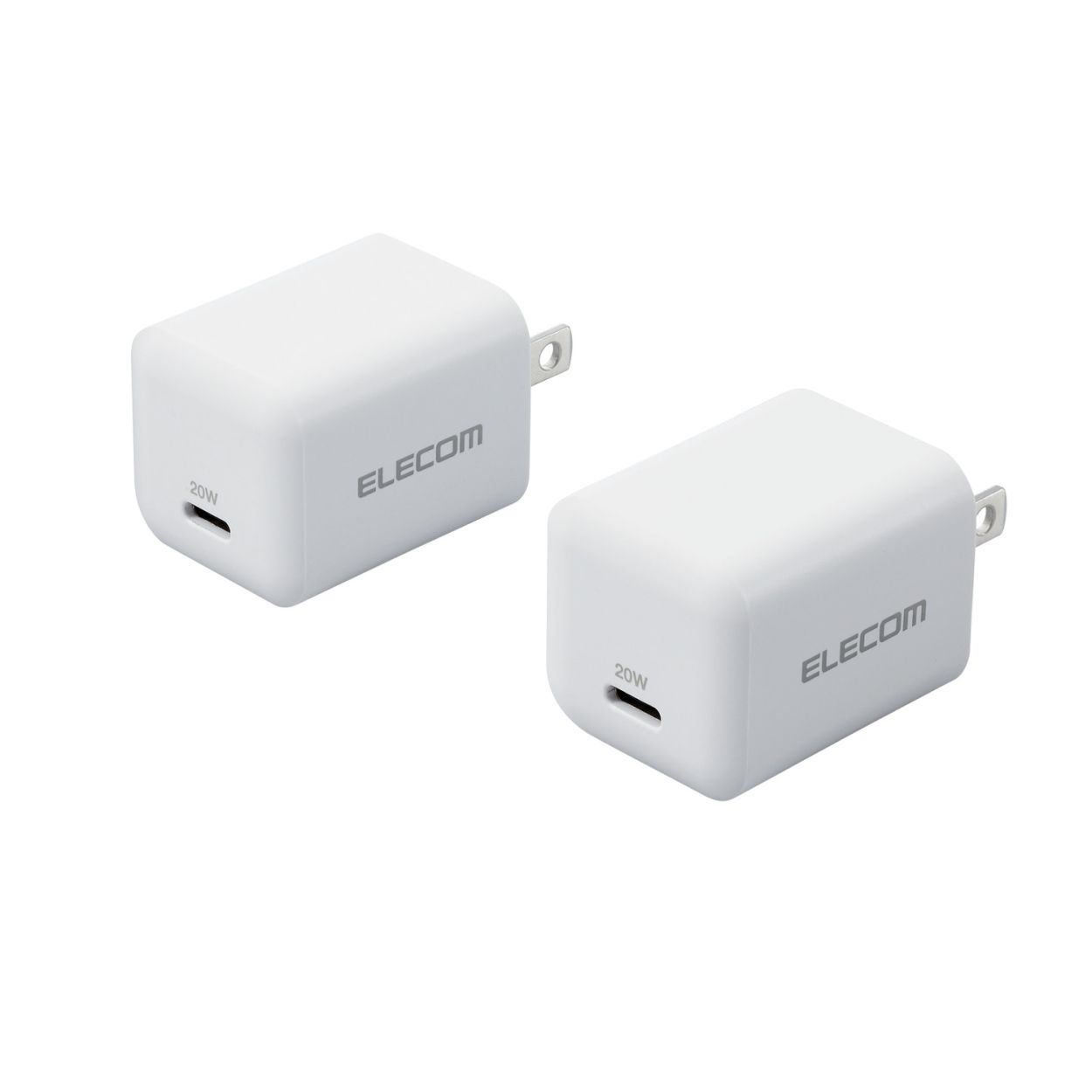 AC充電器/USB充電器/USB Power Delivery準拠/20W/USB-C1ポート/固定プラグ/2個セット/ホワイトエレコム株式会社