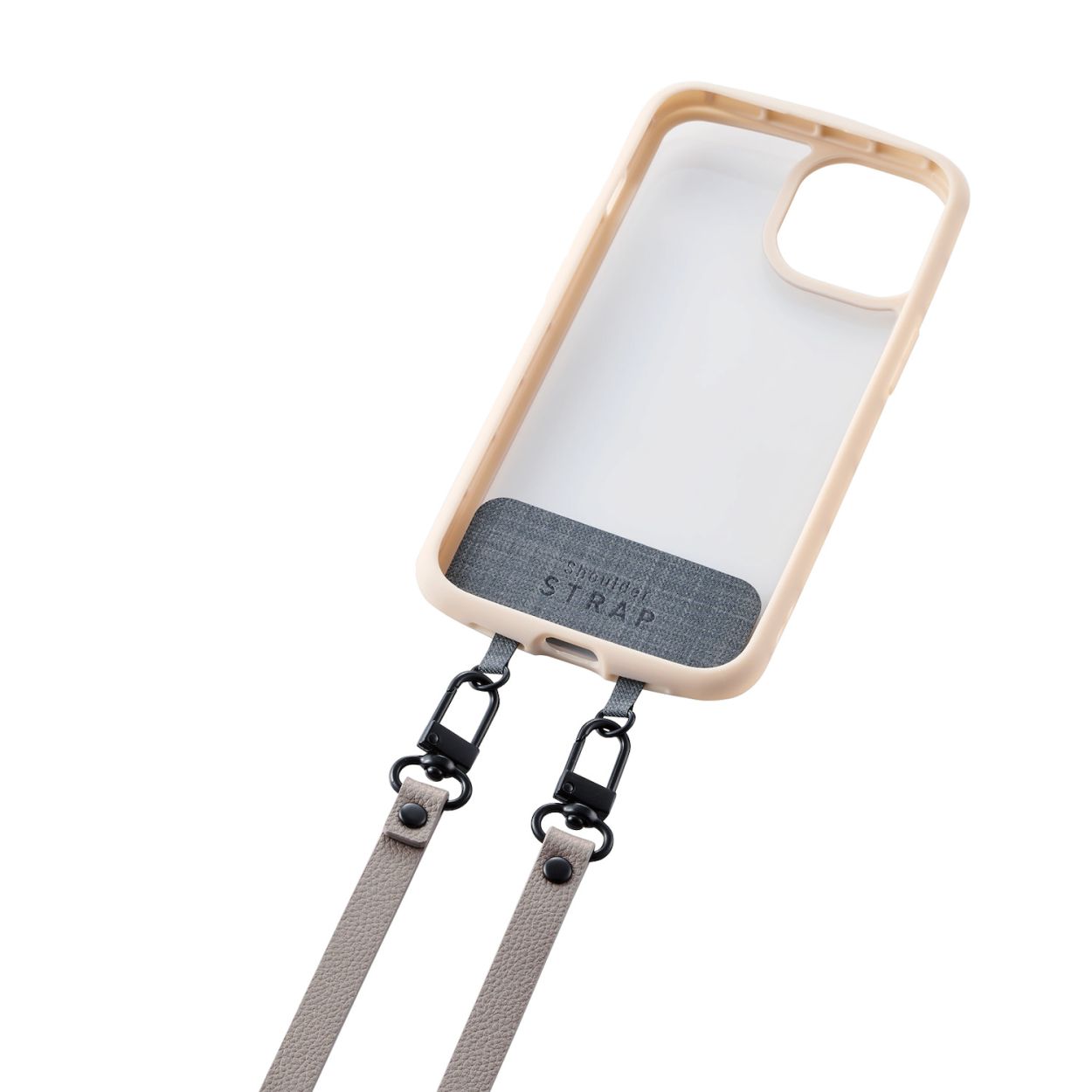 サプライズWEBのスマホショルダーストラップ/ストラップシート付属/ソフトレザータイプ/グレージュエレコム株式会社｜アングル3