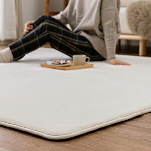 Water-Repellent Carpets - 【新生活】メレンゲタッチの洗える低反発ラグ 撥水機能付き (185cm × 185cm) (アイボリー)【取寄商品】【北海道・沖縄送料別】