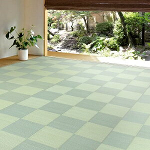樂天商城 - 【新生活】洗えるい草風カーペット 倉間 江戸間10畳 抗菌機能付き (348cm × 440cm) (グリーン)【取寄商品】【北海道・沖縄送料別】