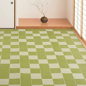 【新生活】洗えるい草風カーペット 矢倉 本間4.5帖 (286cm × 286cm) (グリーン)【取寄商品】【北海道・沖縄送料別】