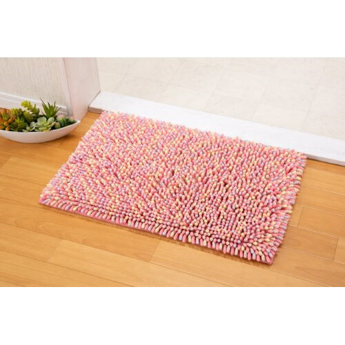 【送料無料】 バスマット シェニール 約縦40×横60cm ピンクカネタツ