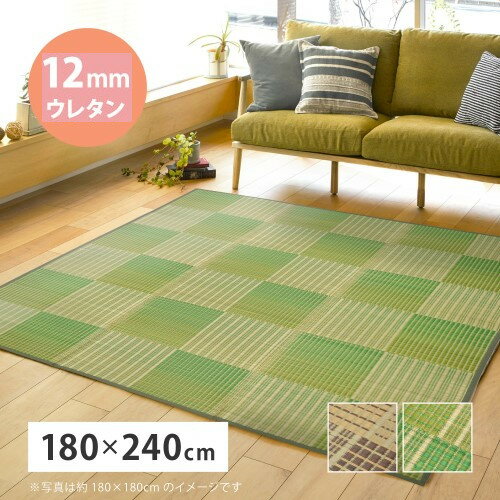 352 cm - 440 cm - い草 ラグ グリーン　約180×240cm　クレパス 12mm　 【北海道・沖縄・離島 送料別】