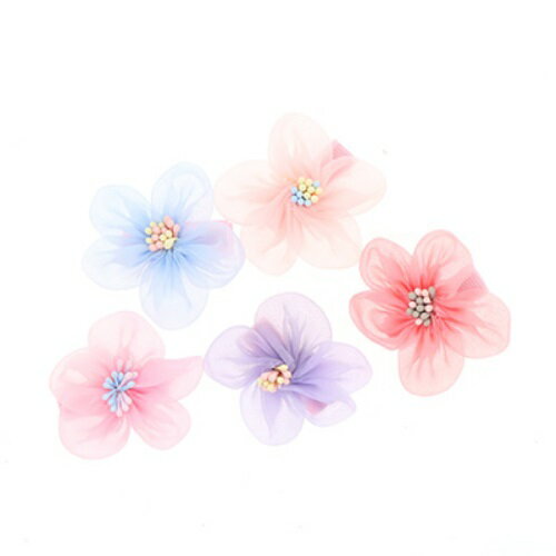 【送料無料】 チュールフラワーヘアクリップ (5個セット)SUNHOSEKI