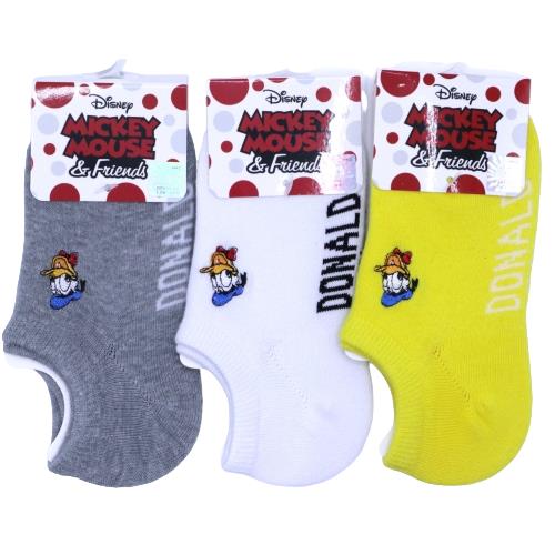 【送料無料】 版権 キッズソックス ドナルド刺繍 (グレー・ホワイト・イエロー) (13-18cm) (3足セット)みっとめるへん社