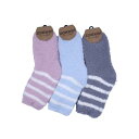 【送料無料】 もこもこ_細ボーダー (クルー18cm丈) (ピンク・ブルー・グレー) (23-25cm) (3足セット)みっとめるへん社(4)