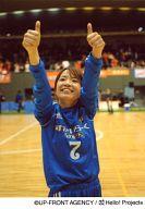 【中古】生写真(ハロプロ)/アイドル/音楽ガッタス 音楽ガッタス/是永美記/上半身・両手親指立て・ユニフォーム青・背番号2・すかいらーく・背景体育館/公式生写真