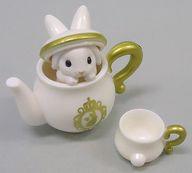 【中古】トレーディングフィギュア 3.ポット＆カップ(ゴールド)とベージュうさぎ 「うさぎ洋菓子本舗」
