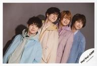 【中古】生写真(ジャニーズ)/アイドル/Hey!Say!JUMP Hey!Say!JUMP/集合(4人)/横型・上半身・衣装水色・黄色・紫・青・顔右向き・背景グレー/Hey!Say!JUMP シングル「Lucky-Unlucky」MV＆ジャケ写オフショット/公式生写真