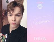 コレクションカード(男性)/｢Dicon PHOTOCARD101 SEVENTEEN｣フォトカード SEVENTEEN/VERNON(バーノン)/裏面ピンク・印刷サイン入り/「Dicon PHOTOCARD101 SEVENTEEN」フォトカード