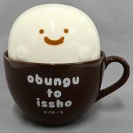 【中古】マグカップ・湯のみ ブラウン ラテアート風ふた付きマグカップ 「お文具といっしょ」