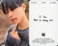 コレクションカード(男性)/CD｢8th Mini Album BE AWAKE｣(REASON ver.)封入特典セルフィーフォトカード THE BOYZ/JUYEON(ジュヨン)/裏面白/CD「8th Mini Album BE AWAKE」(REASON ver.)封入特典セルフィーフォトカード