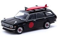 【中古】ミニカー 1/64 ダットサン ブルーバード 510 ワゴン(ブラック) w/サーフボード 北米限定 [T64G-026-BK]
