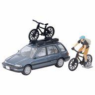 【新品】トミカ 1/64 LV-N297c ホンダ シビックシャトル RT X 90年式(ブルー) フィギュア、マウンテンバイク付 「トミカリミテッドヴィンテージ NEO」 [339045]