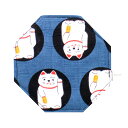 ふんわりコースター 八角形 紺招き猫【kosta1-29】布製 おしゃれ 手作り 小物 カフェ インテリア おもてなし キッチン用品 日本製 花瓶敷 雑貨 キッ...