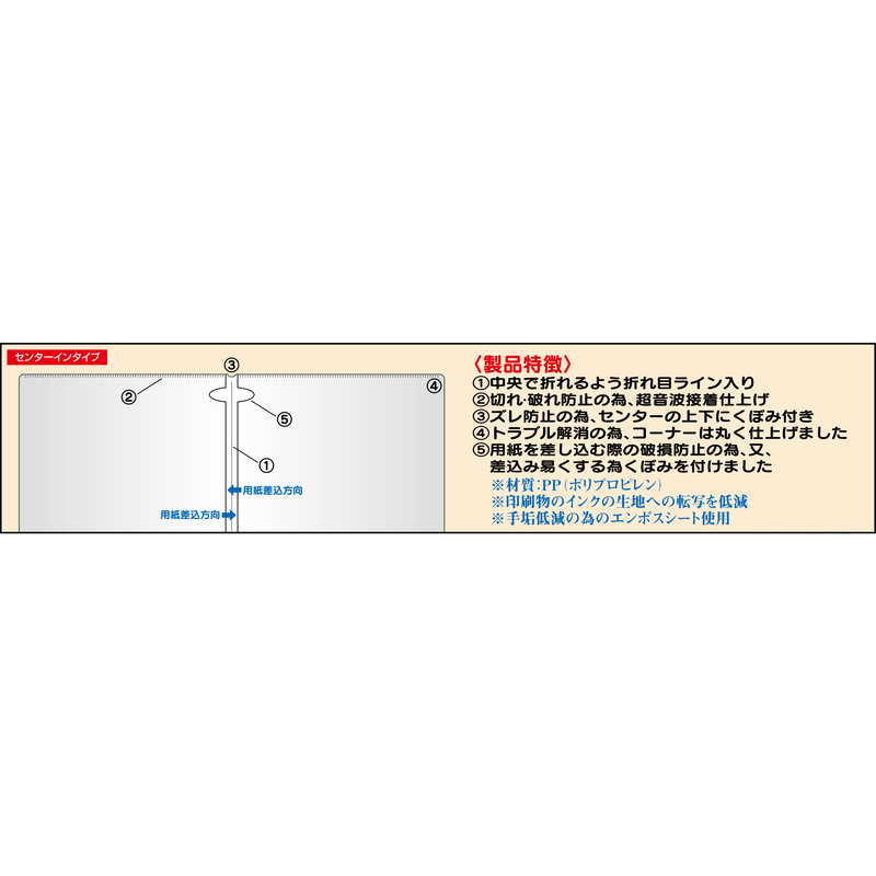 メニュー用ポケット(大) PP-SL / PPポケット 中央から差込タイプ / えいむ メニューブック 追加 中ポケット A4 エンボス
