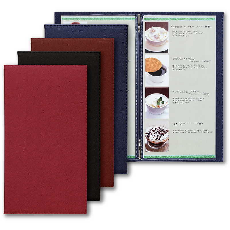 メニューブック(隠しメニューピン仕様)(タテ長 4ページ) PRD-106 / シンビ メニューブック クリップ ピ..