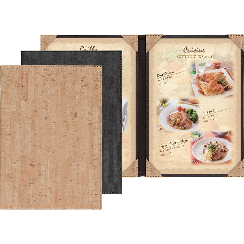 メニューブック(A4 四隅△ポケット) CORK-201 / シンビ メニューブック メニューブック