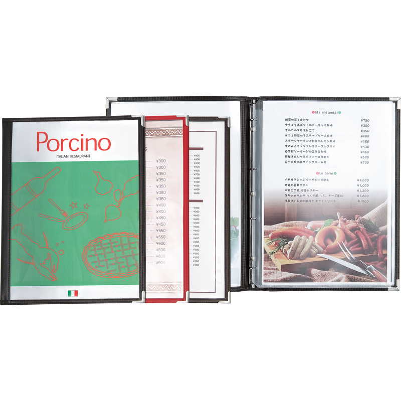 メニューブック バインダー式 B4 スリムB-ABW-L / シンビ メニューブック スリムB&メニューL