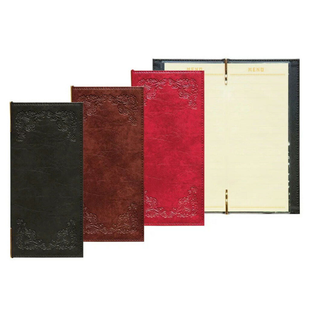 メニューブック (小) (タテ長 4ページ) #960A / シンビ メニューブック クリップ ピンタイプ