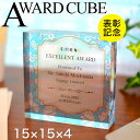 社員表彰 アワードキューブ 15×15×4センチ アクリル製 表彰楯 表彰 社内表彰 スポーツ 表彰 周年記念 創立記念 設立記念 センスのいい記念品 セミオーダーメイド 楯